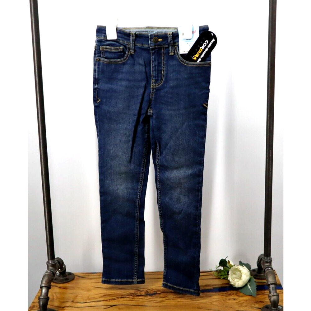 Cat & Jack Boys Size 8 Cordura Tough Stretch Skinny Jeans Denim Blue Dark Wash
